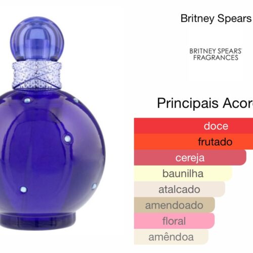 Midnight Fantasy de Britney Spears é um perfume Floral Frutado Feminino. Midnight Fantasy foi lançada em 2006. O perfumista que assina esta fragrância é Caroline Sabas. As notas de topo são: Ameixa, Cereja Amarga e Framboesa. As notas de coração são: Orquídea, Íris e Frésia. As notas de fundo são: Baunilha, Âmbar e Almíscar.